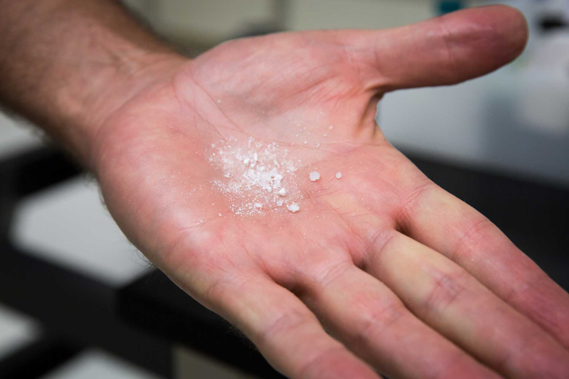 Photo of clumps of diamondoid crystals.