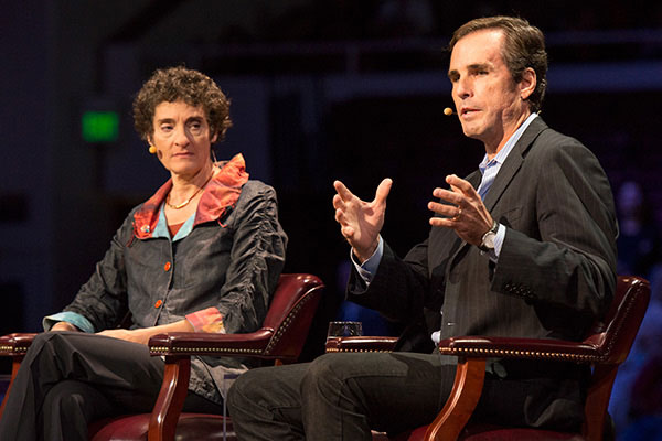 Photo of Dr. Carla Shatz and Bob Woodruff.