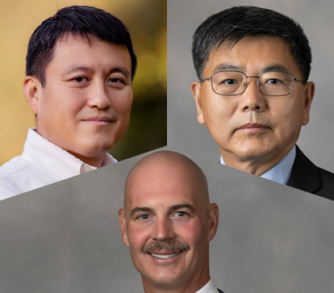 Collage of headshot photos of Shanhui Fan, Lei Xing, and Mark Buyyounouski.