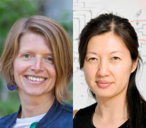 Collage of headshot photos of Ruth Huttenhain and Alice Ting.