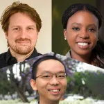 Collage of headshot photos of Matthias Garten, Michaelle Mayalu, and Xiaojing Gao.