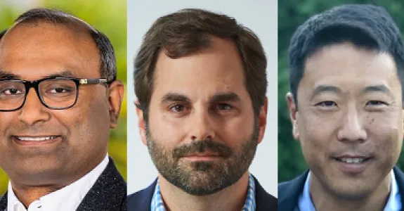 Headshot photos of 7 awarded faculty in a line.