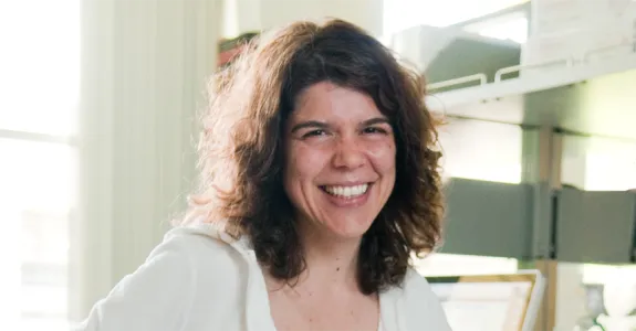 Photo of Dr. Brunet in the lab.