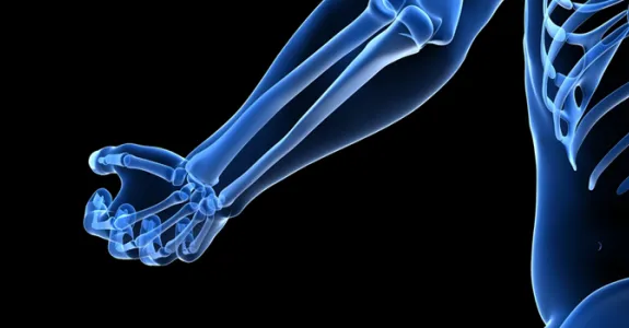 Graphic image of human skeleton.