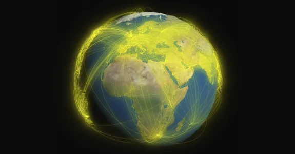 Graphic image depicting connections across the globe.