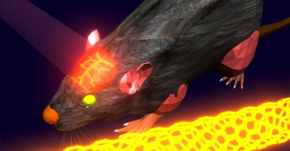 Graphic image of mouse and carbon nanotube.