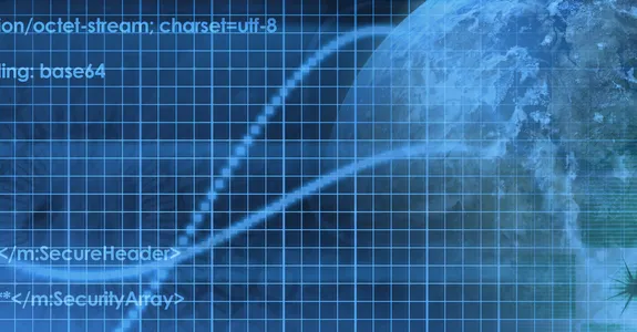 Graphic image of data and globe.