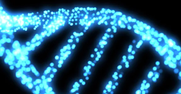 Graphic image of lit-up DNA strand.