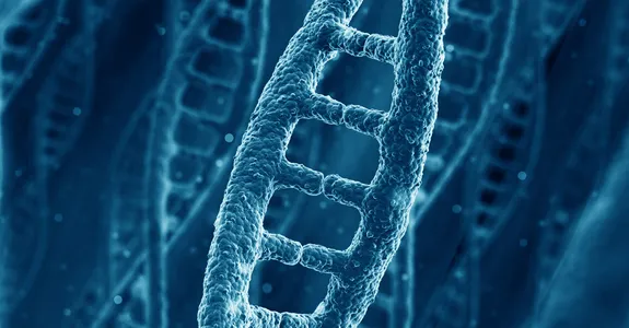 Graphic image of DNA strands.