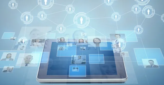Graphic image of online network of people.