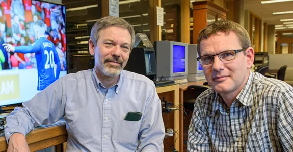 Photo of Henry Lowood, left, and Dr. Ingmar Riedel-Kruse.
