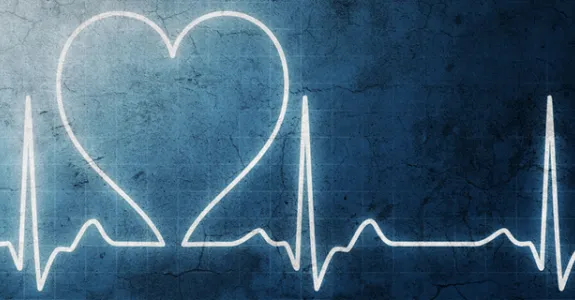 Graphic image of heart rate on a grungy blue background.