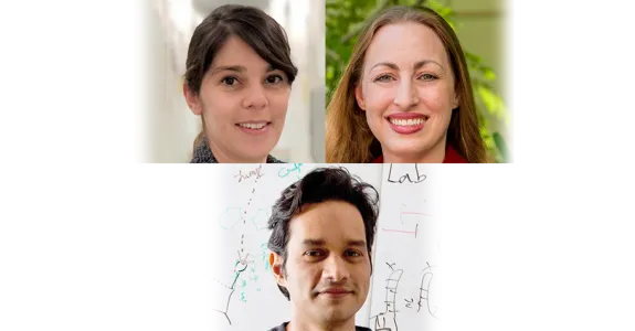 Banner of headshot photos showing Drs. Kristy Red-Horse, Michelle Monje, and Rhiju Das.