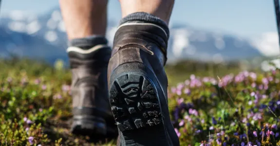 Photo of hiker's boots.