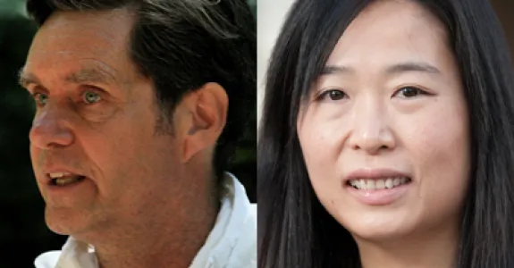 Collage of headshot photos of Chris Chafe and Ada Poon.