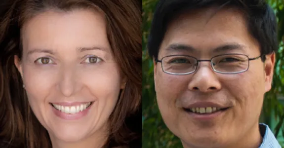 Collage of headshot photos of Claudia Petritsch and Michael Lin.