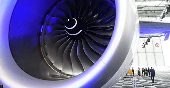 Photo of a jet engine.