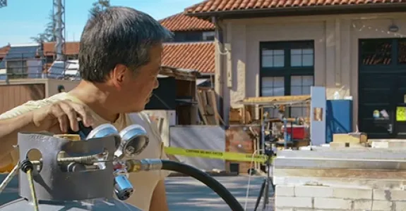 Screenshot of Dr. Hideo Mabuchi with kiln.