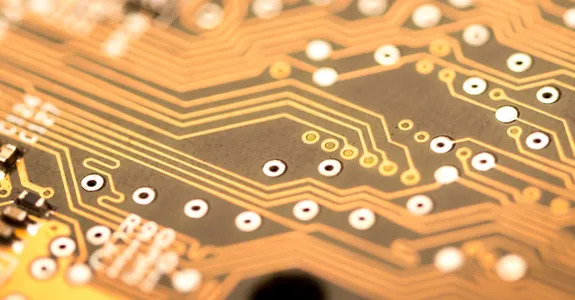 Close-up photo of a computer chip.