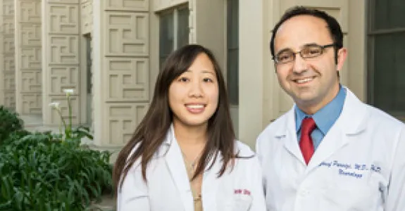 Photo by Steve Fisch: Jennifer Shum and Josef Parvizi led a team that identified a tiny area in the brain that processes numerals.