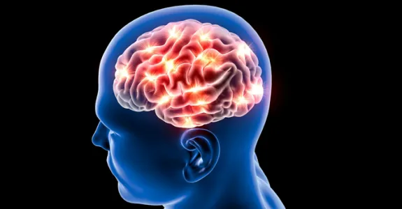 Graphic image of brain lighting up.