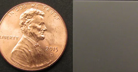 Photo of penny and microcapillary glass slide.