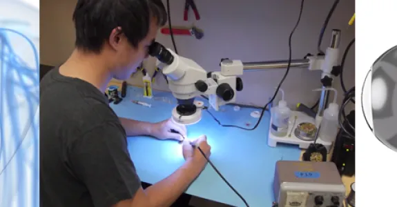 screenshots from video by Schecter Films depicting technology developed by Dr. Ada Poon's laboratory