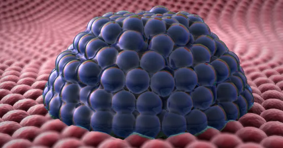 Graphic image of cells dividing.