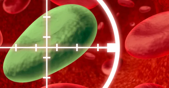 Graphic image of virus in crosshairs.
