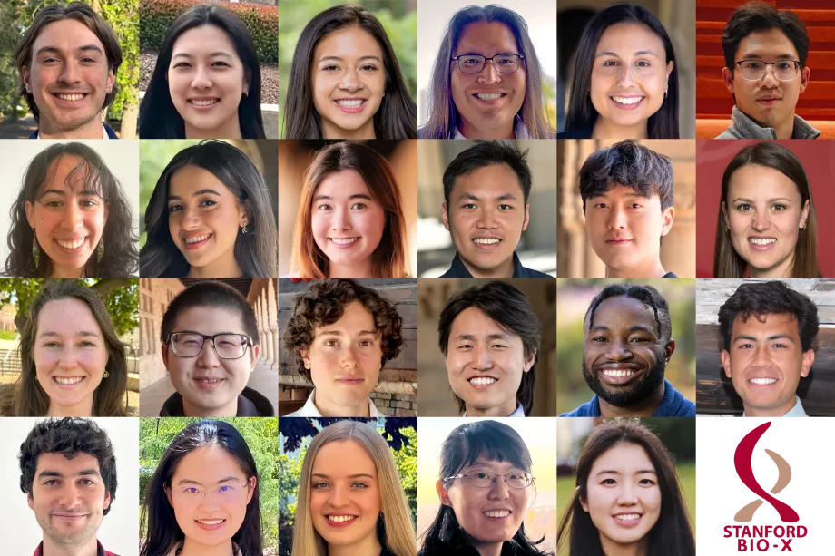 Collage of headshot photos of 23 graduate students.