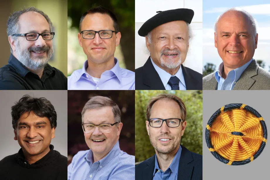 Collage of headshot photos of 7 male faculty members.