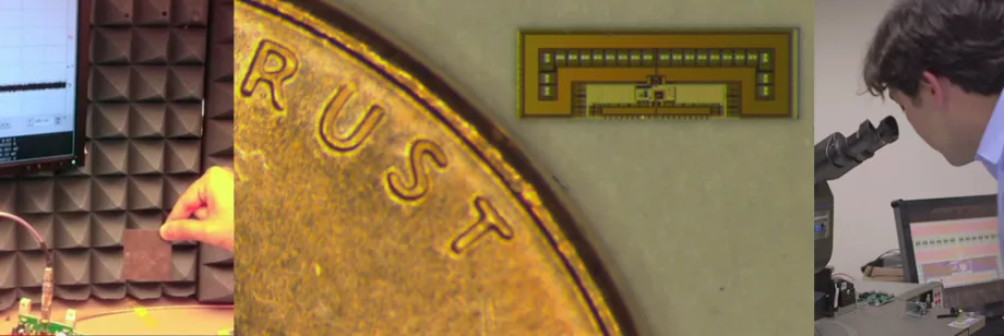 screenshots from video depicting technology developed by Dr. Amin Arbabian's laboratory