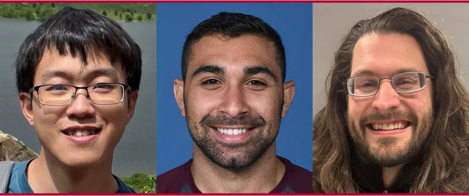Three headshot photos of the researchers who won the award.