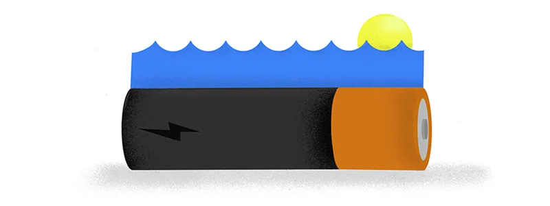 Graphic image of a solar-powered battery.