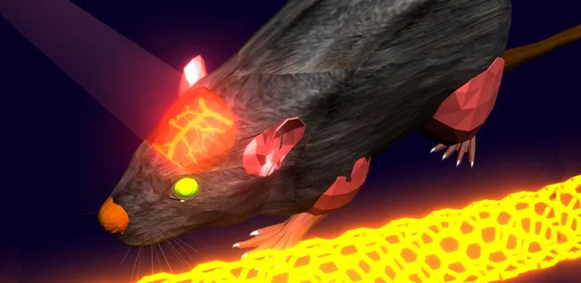 Graphic image of mouse and carbon nanotube.