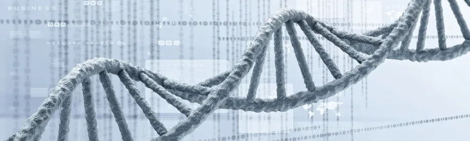 Graphic image of a strand of DNA.