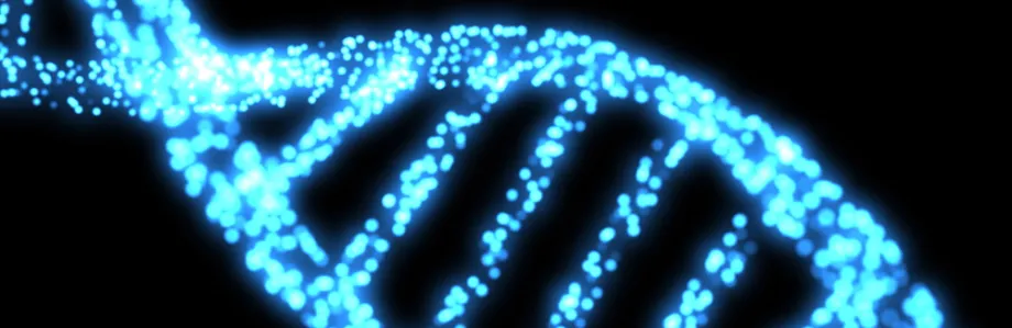Graphic image of lit-up DNA strand.