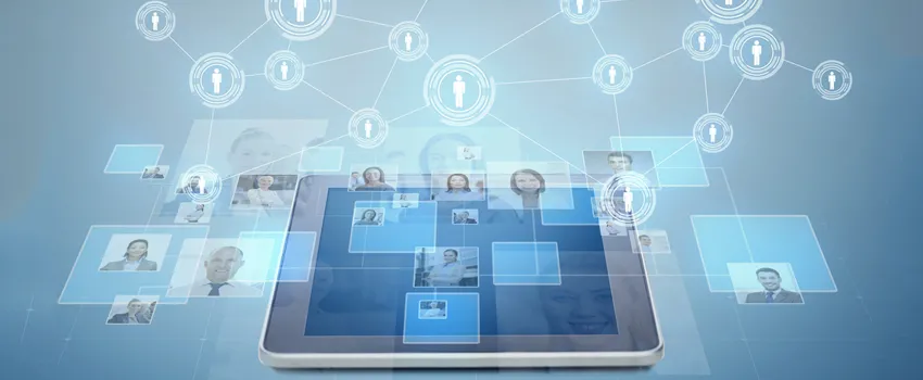 Graphic image of online network of people.