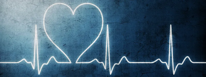Graphic image of heart rate on a grungy blue background.