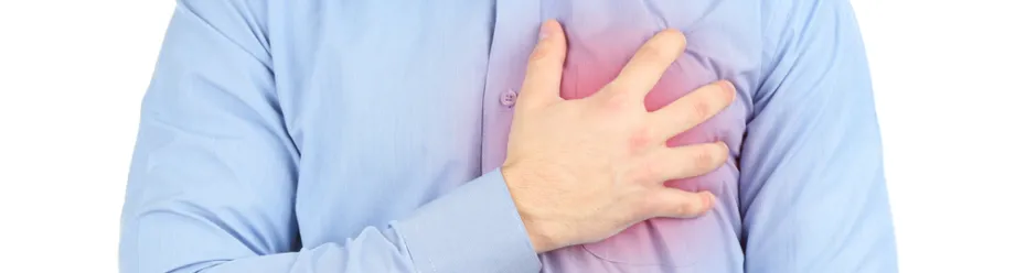 Photo of a man with chest pain.