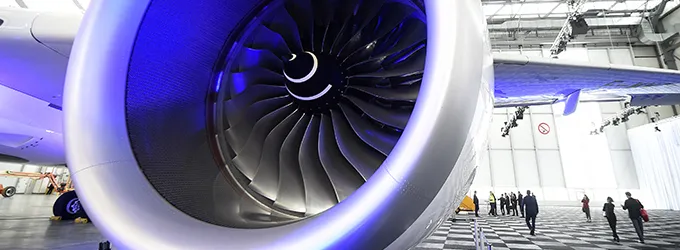 Photo of a jet engine.