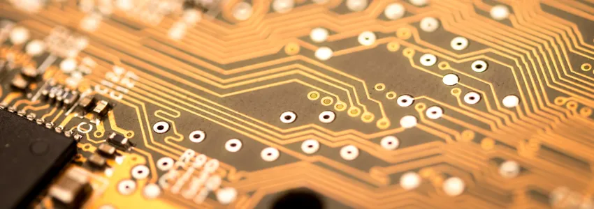 Close-up photo of a computer chip.