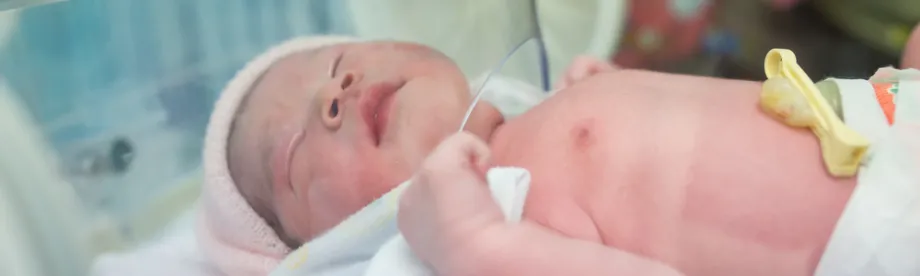 Photo of newborn baby in hospital.