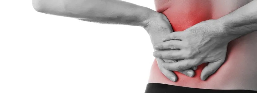 Graphic image of man with back pain.