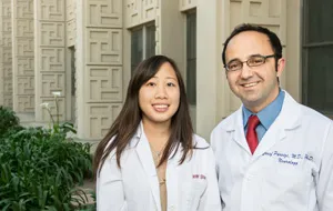 Photo by Steve Fisch: Jennifer Shum and Josef Parvizi led a team that identified a tiny area in the brain that processes numerals.
