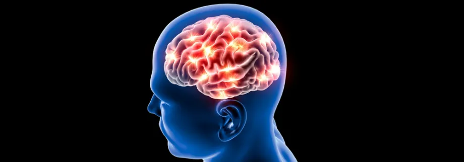 Graphic image of brain lighting up.